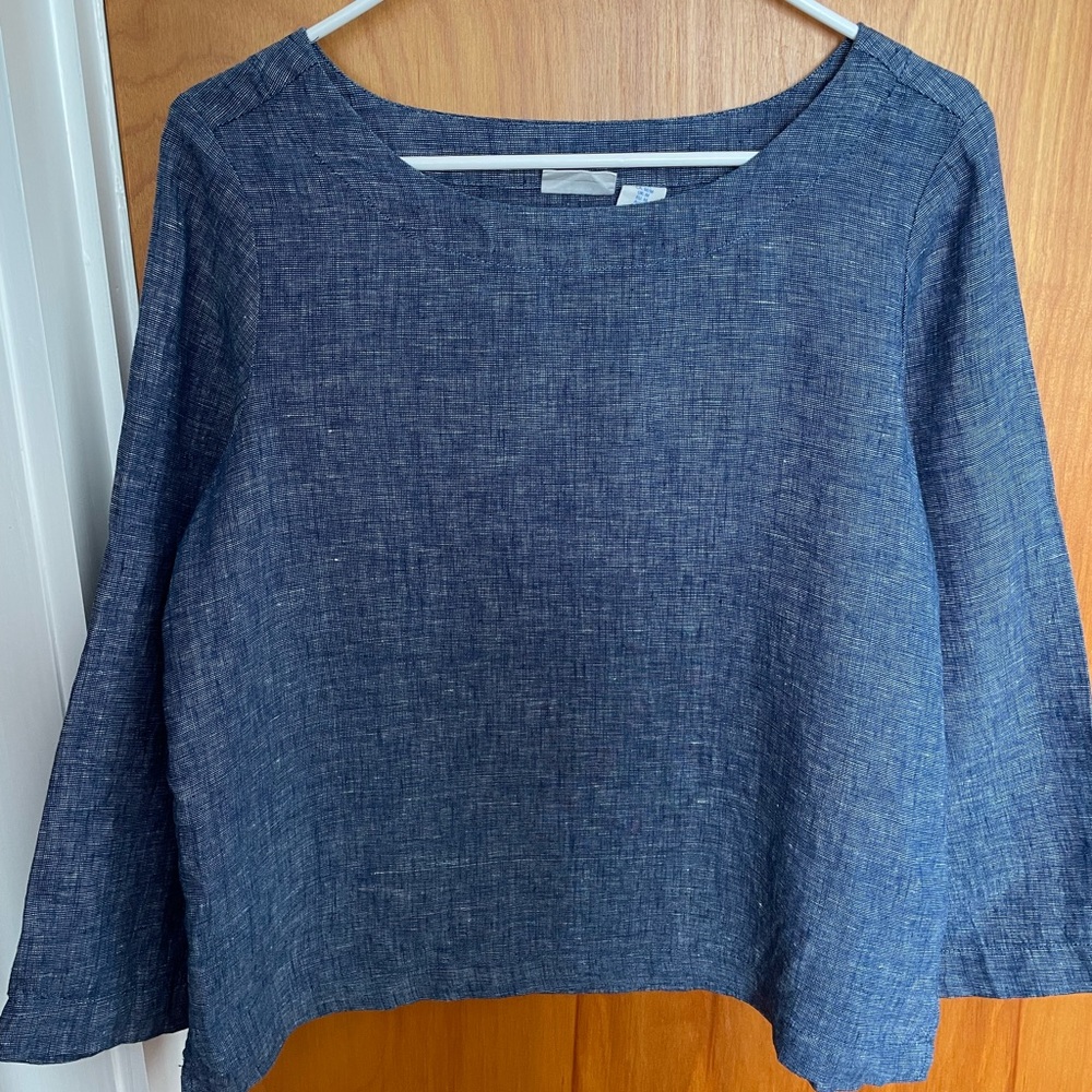 Sigrid Olsen blue linen top